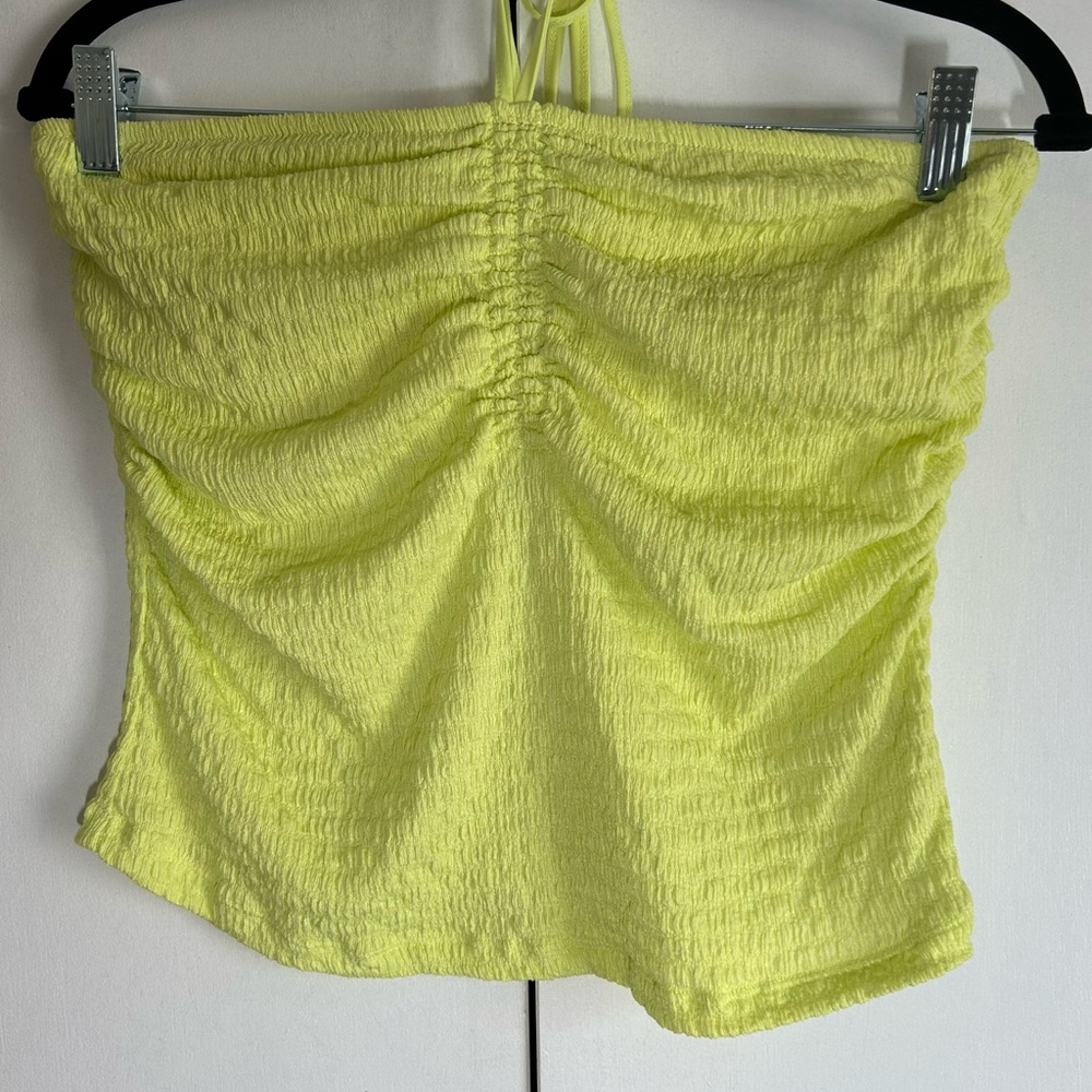 Lime Green Ruched Women's halter top